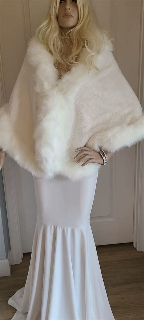 Luxury Faux Fur Bridal Shawl Faux Mink Fur Stole Fox Fur Cape Not