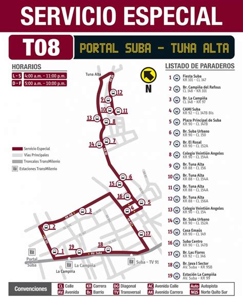 Ruta Sitp T Portal Suba Tuna Alta Especial Mirutafacil