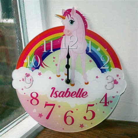 JAF Graphics. Cute Unicorn Personalised Girls Bedroom Clock