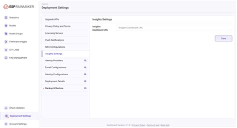 Deployment Settings | ESP RainMaker Documentation Hub