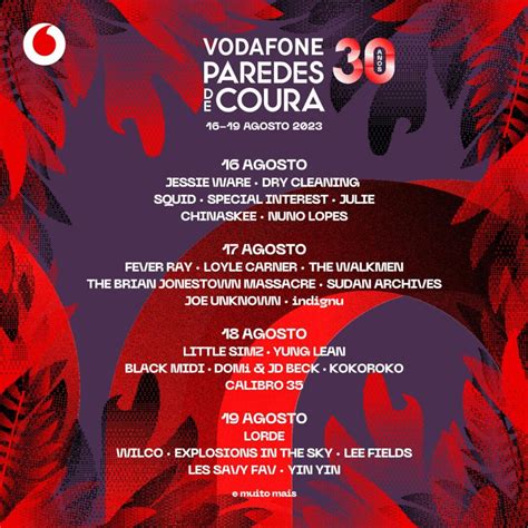 Vodafone Paredes De Coura J Tem Cartaz Dividido Por Dias