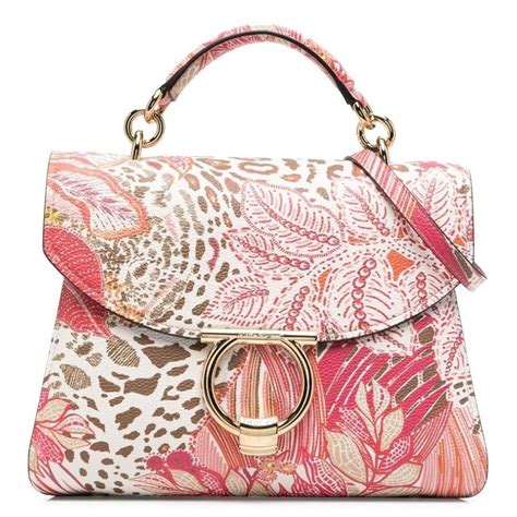 ferragamo margot gancini top handle floral print tote bag
