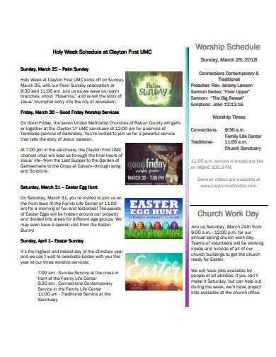 11 Church Service Schedule Templates In Doc Pdf Free And Premium Templates