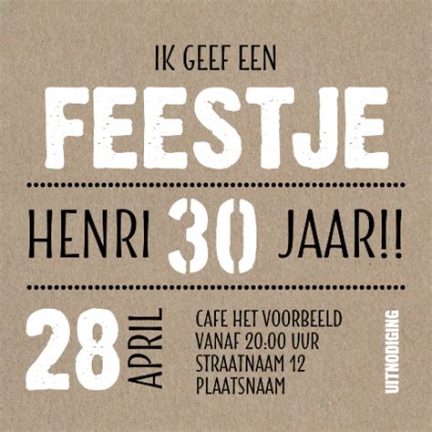 Uitnodiging Feest Typografie Kraft Papier