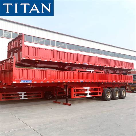 Axle Dry Cargo Drop Sided Trailer Front Wall Flatbed Semi Trailer