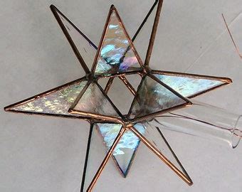 Stained Glass Medium Tree Topper Clear Iridescent Glass Moravian Star