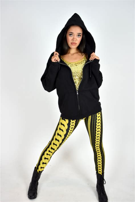 GOLD CHAIN HIP HOP PANTS AND BLACK HOODIE - The Costume Closet