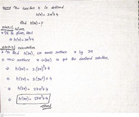 [solved] The Function H Is Defined H X 3x 2 4 Find H 3x Course Hero