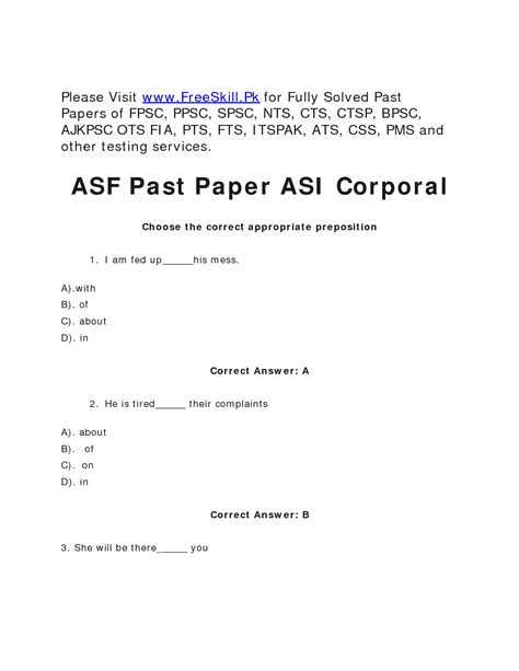 Solution Asf Past Paper Asi Corporal Studypool