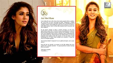 Nayanthara Breaks Silence On Annapoorani Controversy Apologises On