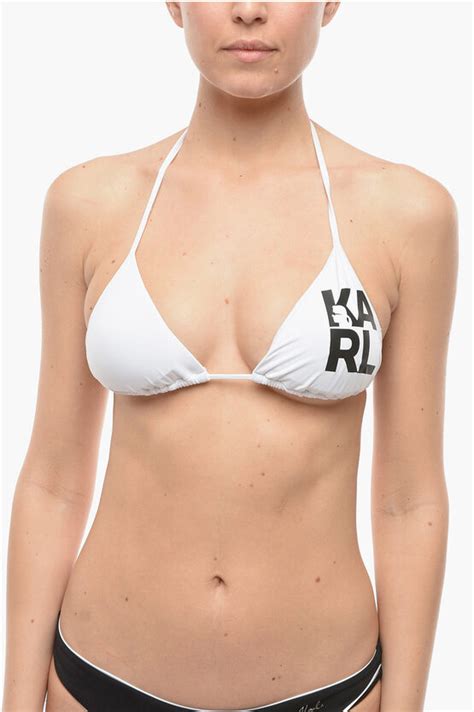 Karl Lagerfeld Logo Printed Triangle Bikini Top Women Glamood Outlet