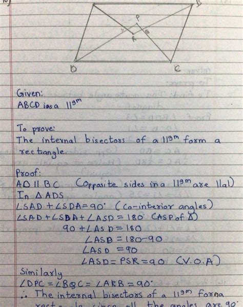 Show That The Bisectors Of Angles Of A Parallelogram From A Rectangle