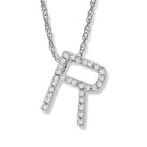 Diamond Initial R Pendant Set In 14k White Gold Ebay