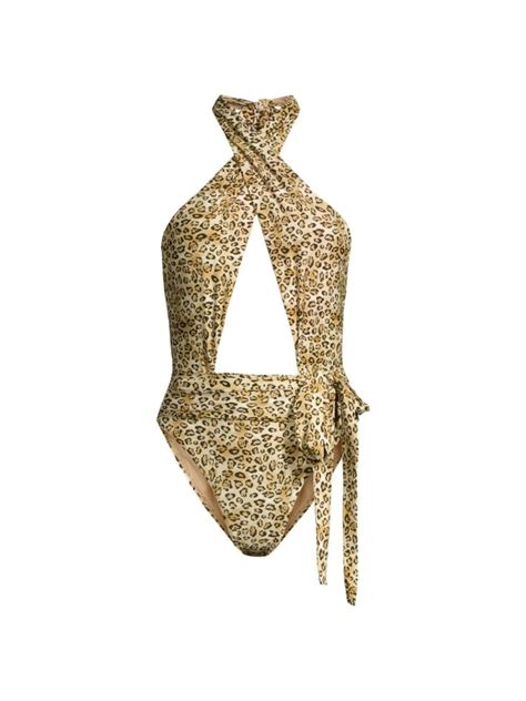 Shop Pq Alex Leopard Halter One Piece Swimsuit Saks Fifth Avenue