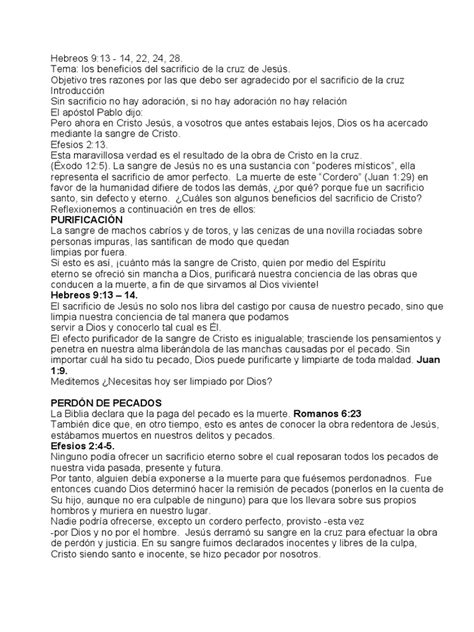 Los Beneficios Del Sacrificio De La Cruz De Jesús Pdf Pecado Perdón