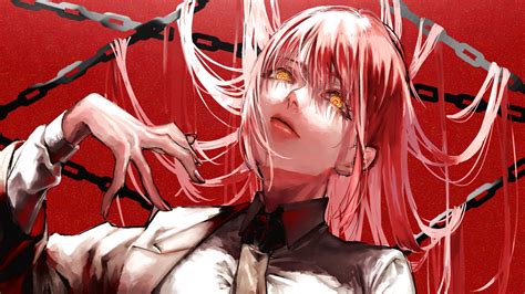 Wallpaper Chainsaw Man Makima Chainsaw Man Redhead Chains Red