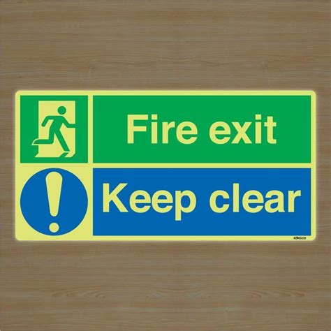 Fire Exit Keep Clear Safety Sign X Cm Self Adhesive Reflective Vinyl