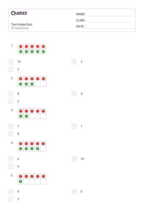 50 Subtraction And Ten Frames Worksheets For Kindergarten On Quizizz