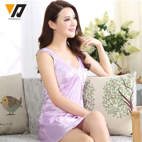 Xmweiping Summer Women Pyjamas Silk Nightgowns Ladies Nightwear Sexy