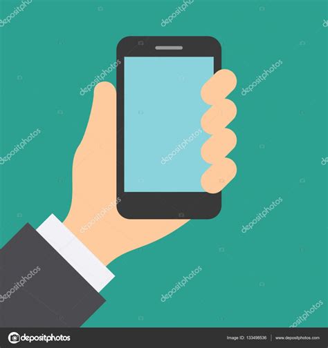 Hand Holding Cell Phone With Touch Screen Stock Vector By ©borysshevchuk 133498536