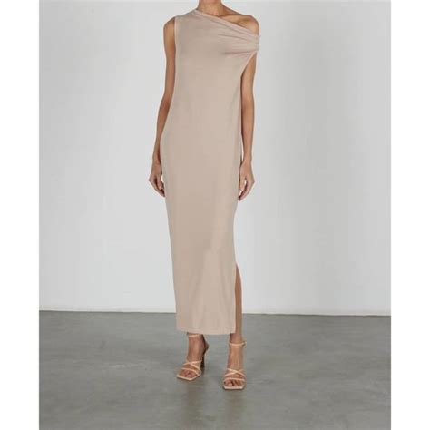 Enza Costa Dresses New Enza Costa Luxe Knit Exposed Shoulder Dress In Dk Nude Poshmark