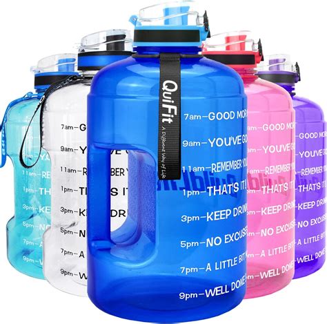 Quifit Motivational Gallon Water Bottle With Time Marker Strainer