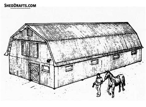 3 Stall Horse Barn Plans with Work Area