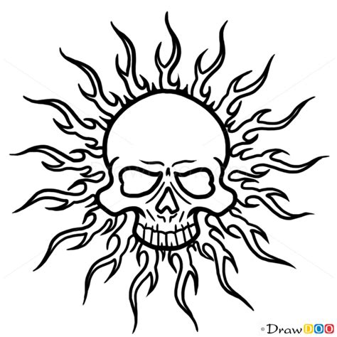 How To Draw Sun Skull Tattoo Skulls