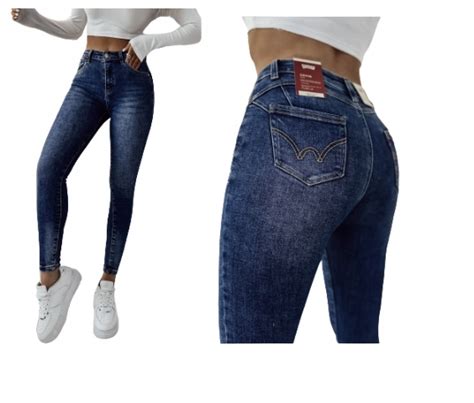 Granatowe jeansy spodnie damskie a la levis push up M Sara modelujące M