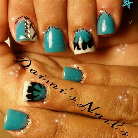 Diseños De Uñas Turquesa Y Negro Y Nude IDEAS E IMÁGENES