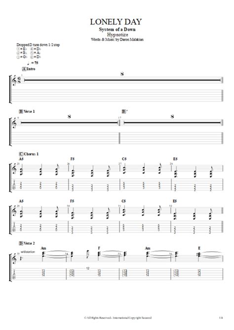 Lonely Day Tab By System Of A Down Guitar Pro Guitars Bass