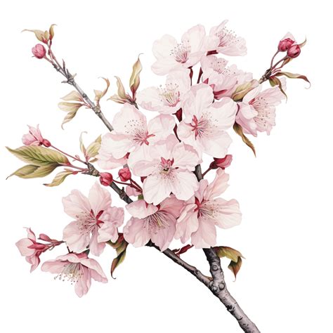 Botanical Drawing With Cherry Blossom Flower Cherry Blossom Flower