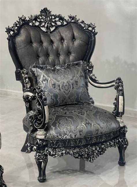 Casa Padrino Fauteuil Baroque De Luxe Argent Blanc Noir Or