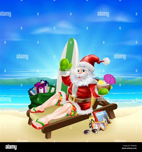 Santa Claus In The Sand Stock Vector Images Alamy