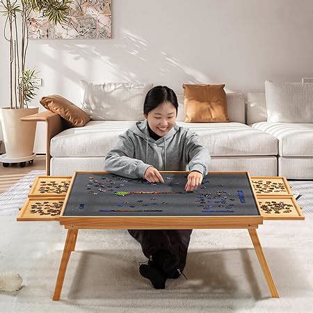 Amazon.com: 1500PCS Wooden Folding Puzzle Table with Felt Surface & Cover, 34.2" X 26" Puzzle ...