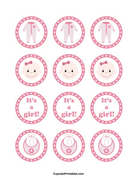 Baby Girl Shower Cupcake Toppers