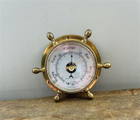 Brass Ships Wheel Barometer Weather Instruments Royal Mariner Nautical Decor Ebay