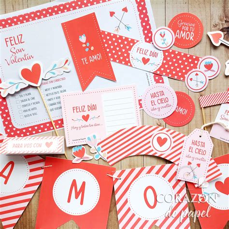 Kit imprimible San Valentin Dia de los Enamorados Etsy México