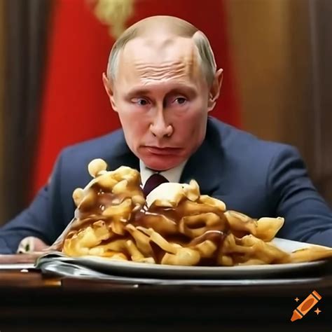 Satirical Image Of Putin In A Plate Of Poutine On Craiyon