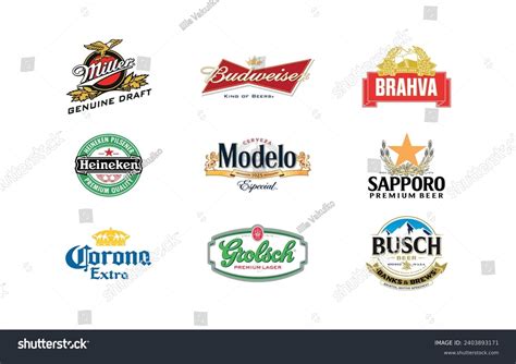 Beer Brands Logos Miller Budweiser Brahva Stock Vector (Royalty Free ...