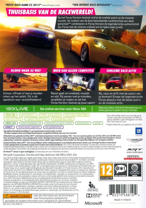 Forza Horizon 2012 Xbox 360 Box Cover Art MobyGames