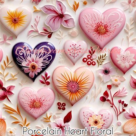 Porcelain Heart Floral Purpleseamstress Fabric