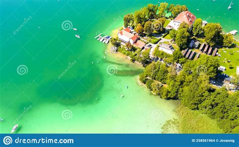 Klagenfurt Lake in Summer Season from Drone, Austria Stock Photo ...