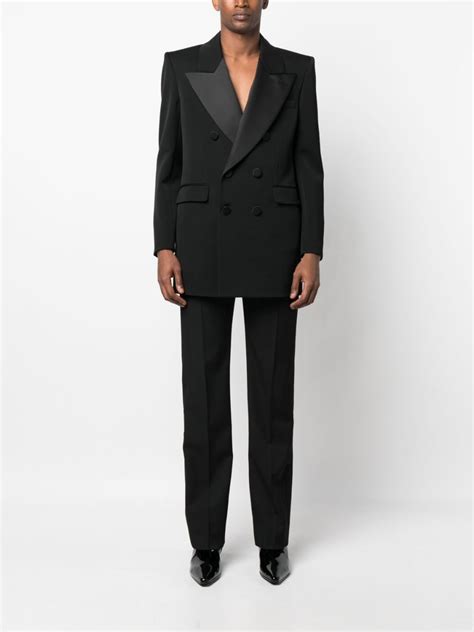 Saint Laurent Double Breasted Wool Tuxedo Jacket Black Farfetch Uk