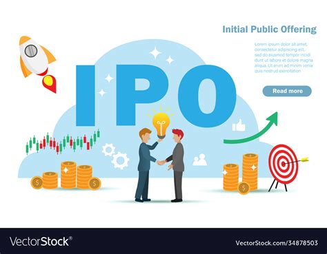 Ipo Initial Public Offering For Stock Exchange Vector Image