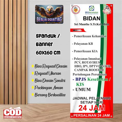 Spanduk Banner 60x160 Bidan Custom Desain Lazada Indonesia