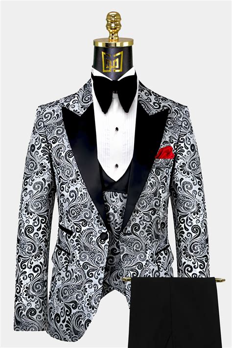 Grey Paisley Tuxedo Suit 3 Piece Gentleman S Guru