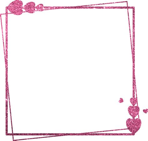 Pink Glitter Frame With Heart 18875798 PNG