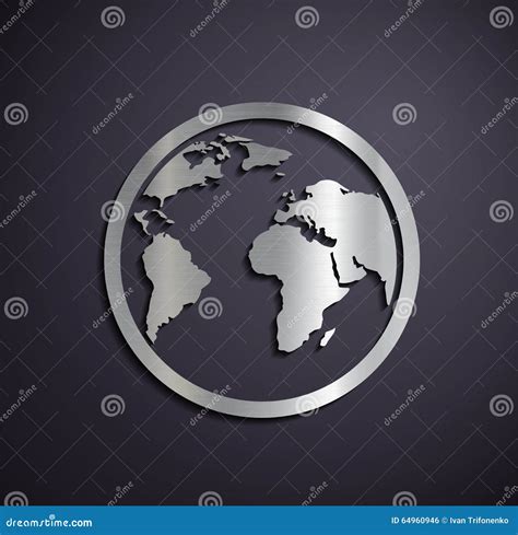 Flat Metallic Logo Earth Stock Vector Illustration Of Emblem 64960946