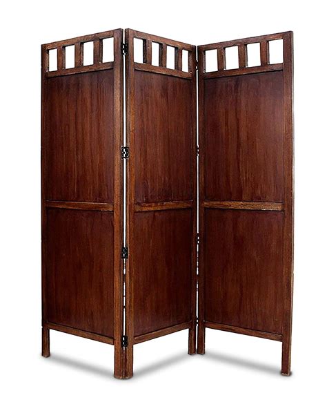 Artesia Handcrafted Scrd P Panel Wooden Room Partition Brown